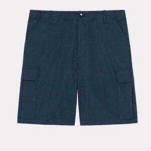 KENZO PARIS Short Mens Flat Front Chino Short Navy Blue Pockets Designer Sz 38